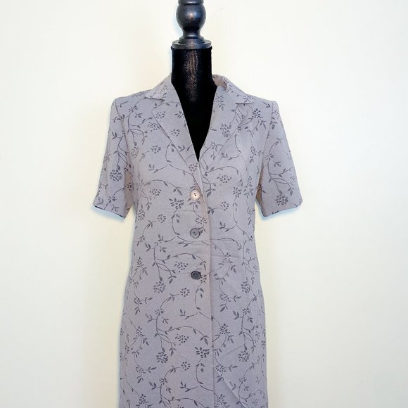 Bahari Group Fattaneh | Vintage | New York | Floral Blue Button Down Maxi Dress - Picture 1 of 13